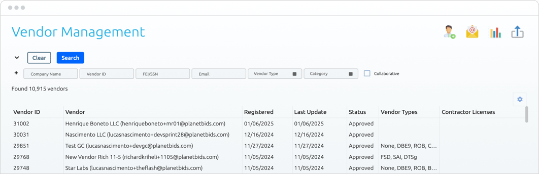 Vendor Management app preview v4