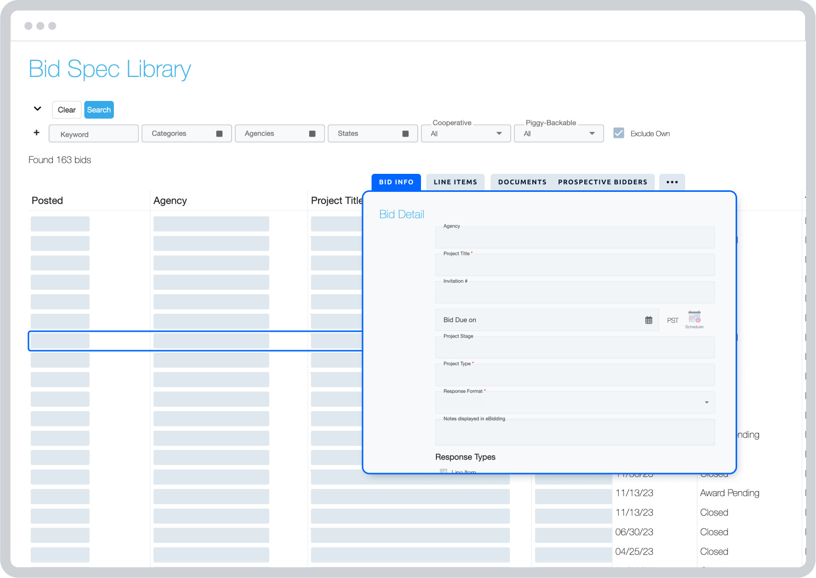 Bid Spec Library v2