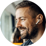 man wearing earphone