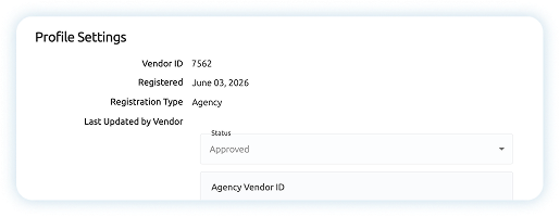 Vendor Management - Profile Settings