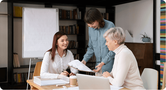 women reading a document