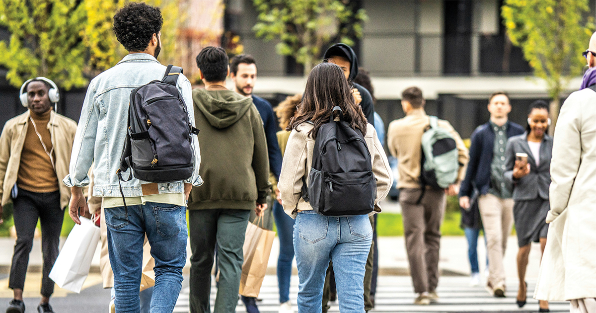 people crossing the street