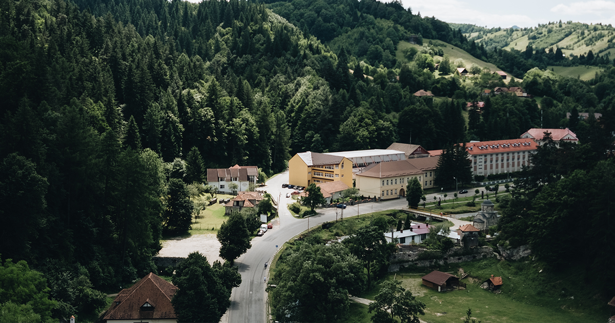 aerial view of a street